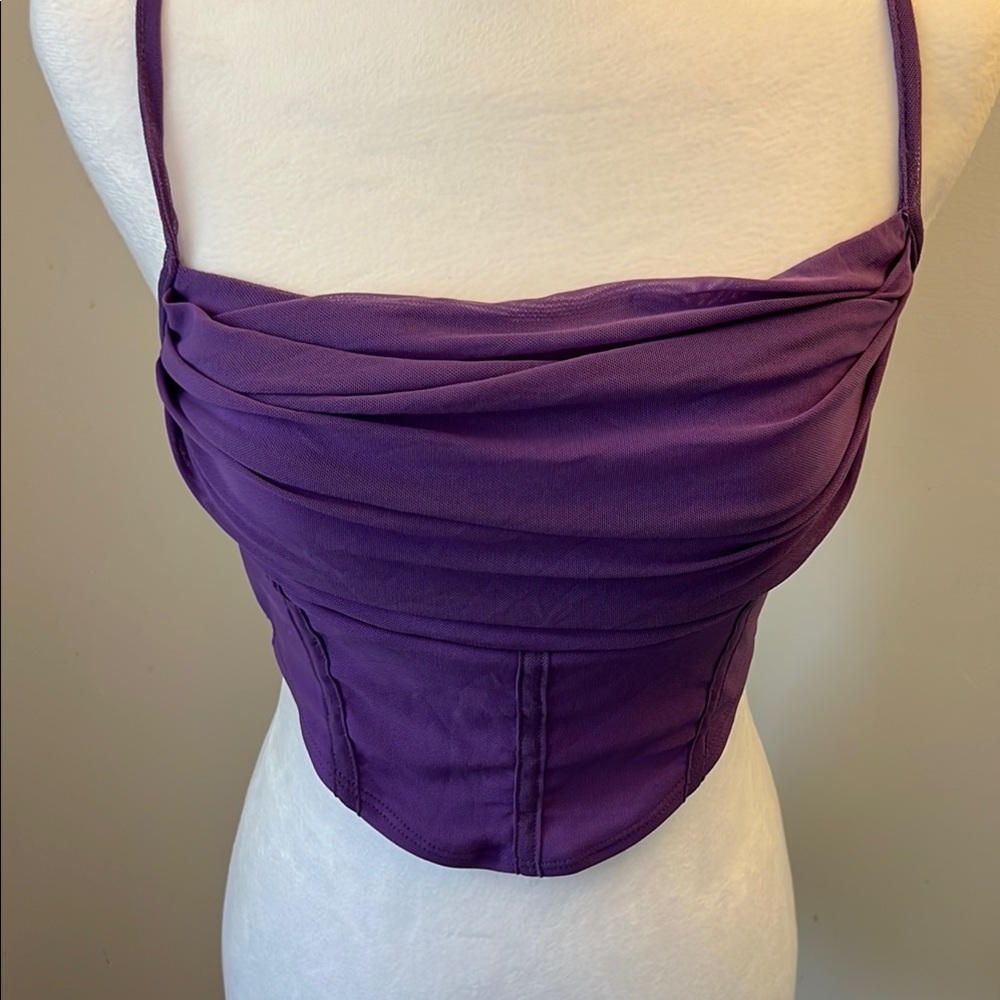 Purple Draped Bustier Top